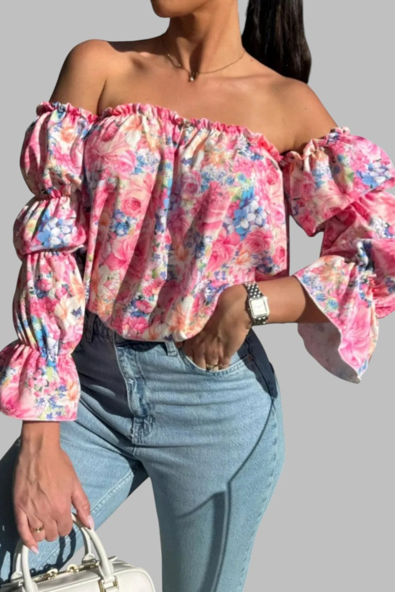 Kalina™ | Bluzka hiszpanka z falbanowymi rękawami