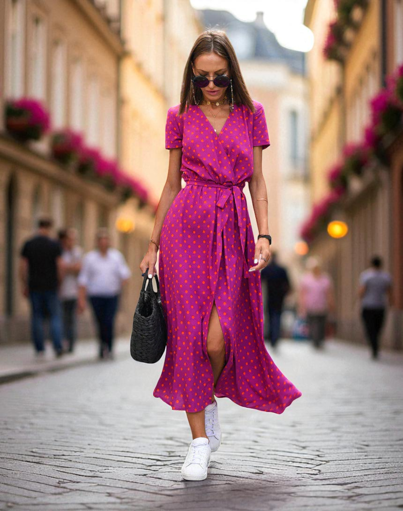 SERELINA™ | ELEGANCKA SUKIENKA Z DEKOLTEM W SEREK I ZAKRYCIEM BRZUCHA