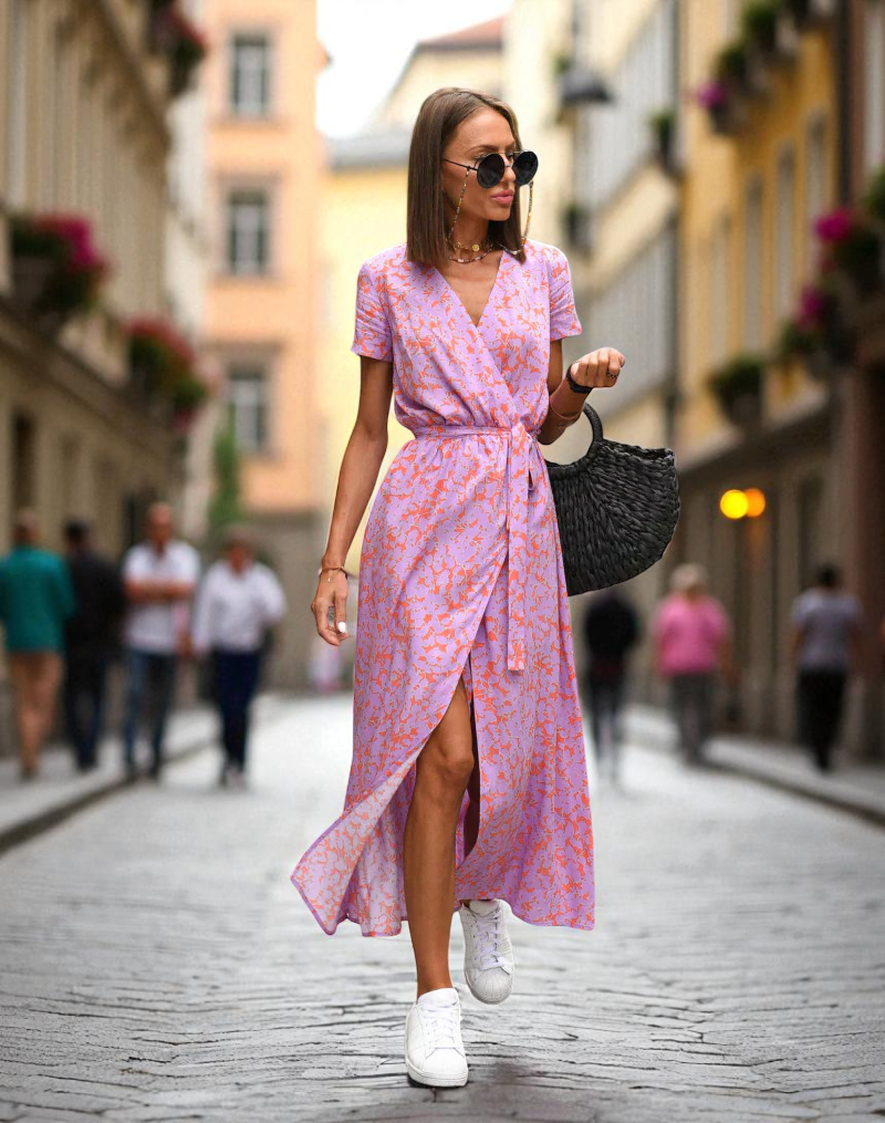 SERELINA™ | ELEGANCKA SUKIENKA Z DEKOLTEM W SEREK I ZAKRYCIEM BRZUCHA