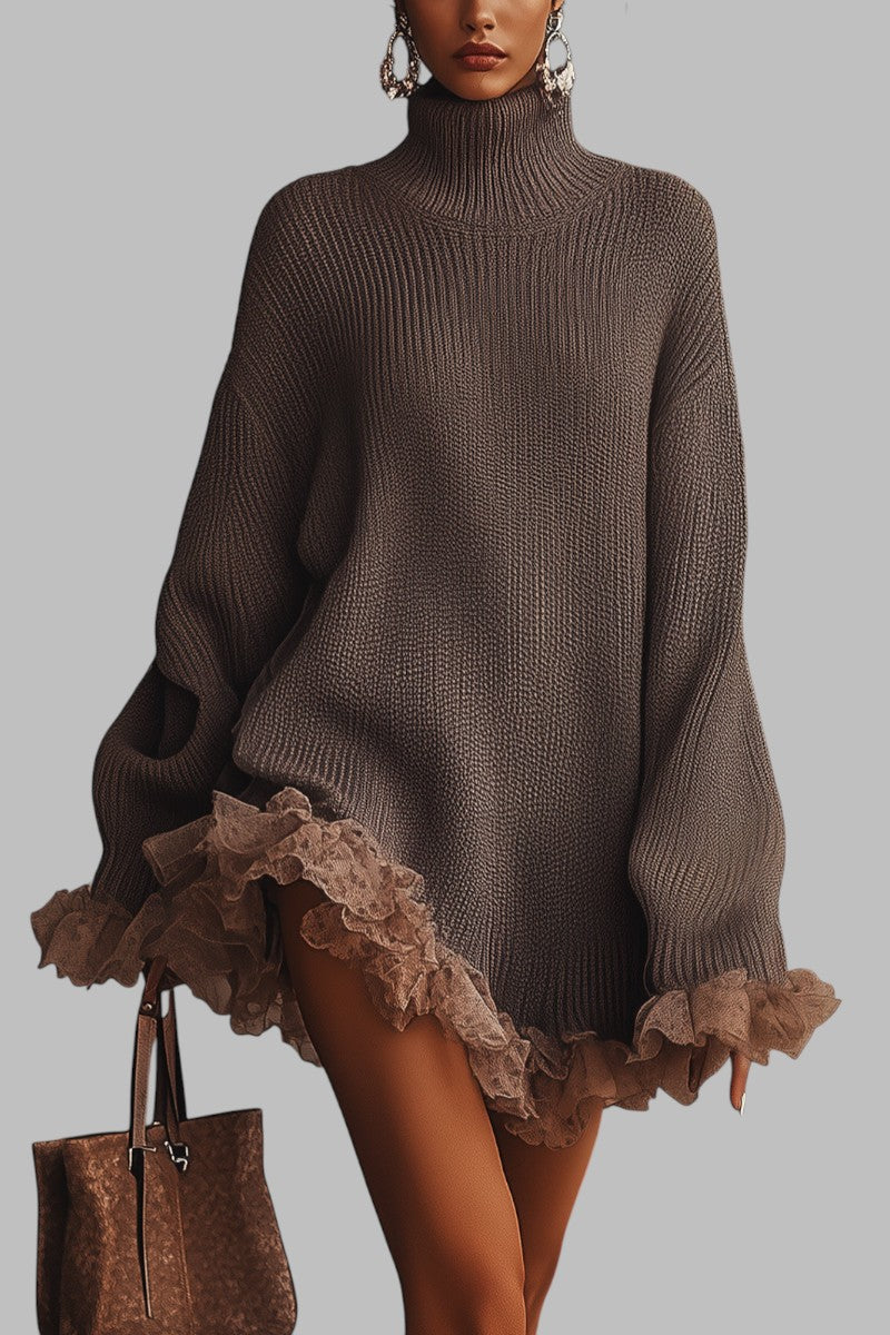 LIWIA™ | MIĘKKA I CIEPŁA SWETROWA SUKIENKA Z FALBANAMI