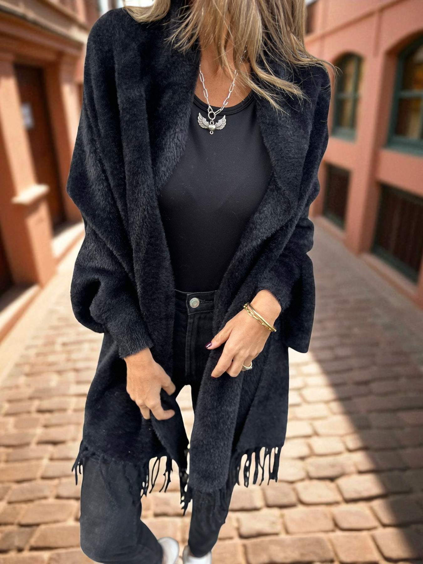 JUSTYNA™ | PŁASZCZ Z FRĘDZLAMI