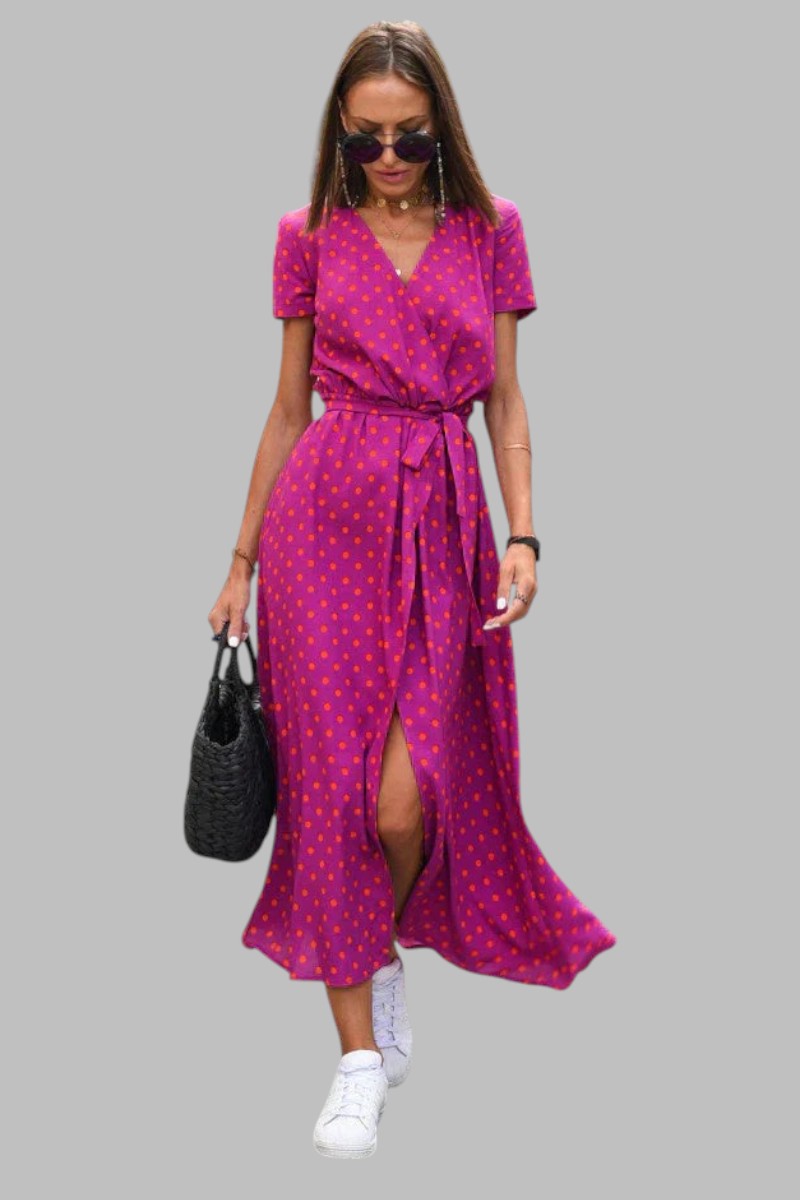 SERELINA™ | ELEGANCKA SUKIENKA Z DEKOLTEM W SEREK I ZAKRYCIEM BRZUCHA