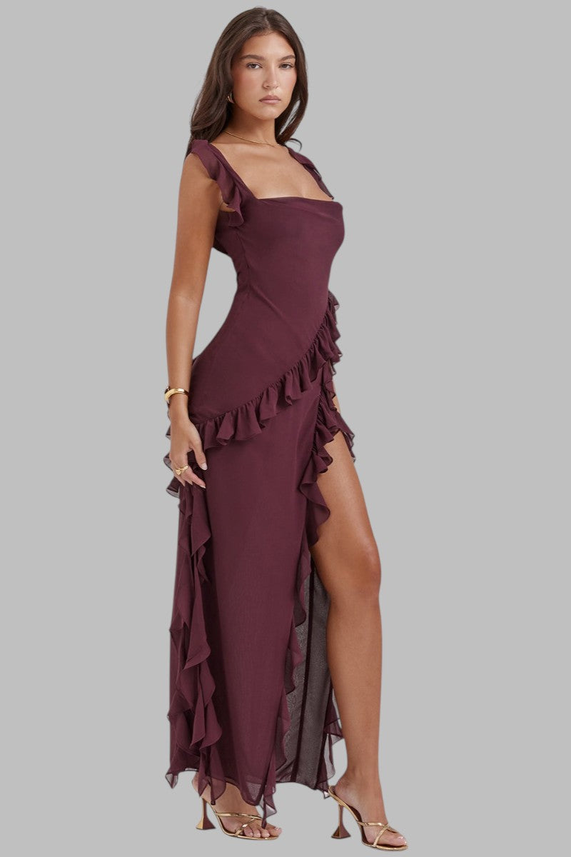 VIOLETTA™ | ZWIEWNA SUKIENKA Z FALBANAMI I DEKOLTEM WODĄ