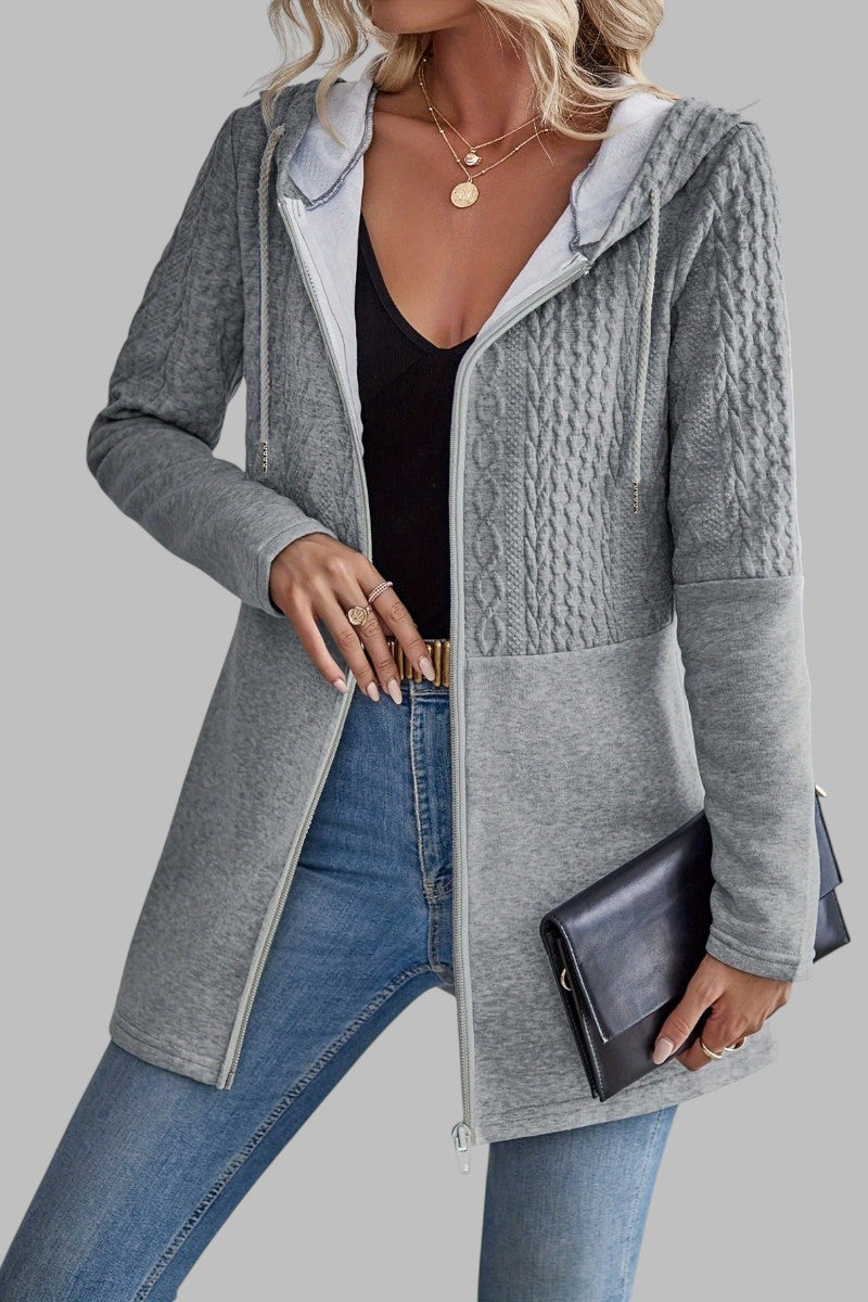 TATIANA™ | DAMSKA BLUZA Z KAPTUREM I ZAMKIEM BŁYSKAWICZNYM